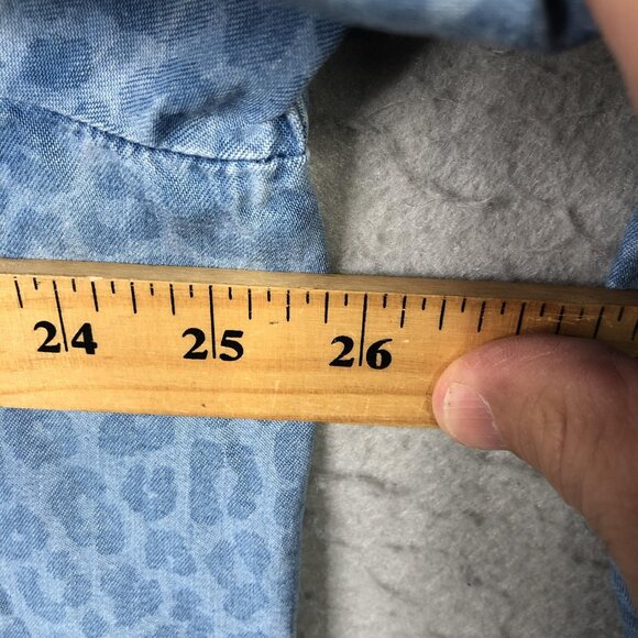 Soft Surroundings Shirt Womens 2X Blue Leopard Tencel Button Front SF3135 - Picture 5 of 16